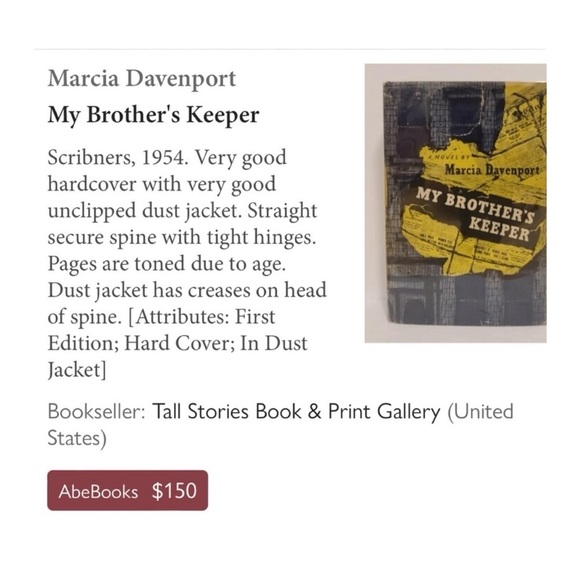 VINTAGE 1954 First Edition My Brother’s Keeper by Marcia Davenport Hardcover - Picture 8 of 10